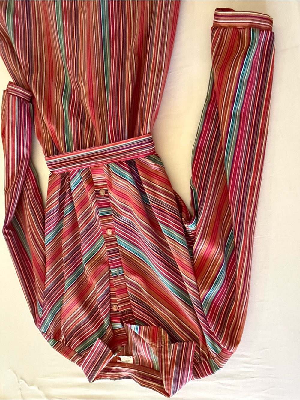 Vintage Striped Collared Shirt Dress in Pink and Red - Picture 4 of 6
